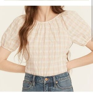 J. Crew Cream Plaid Blouse